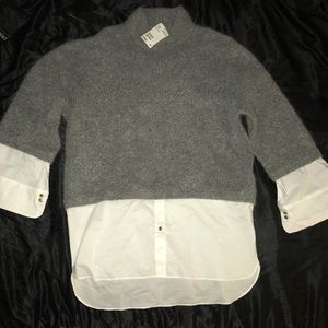 H&M Wool Blend Oversized Sweater W/ Shirt Look